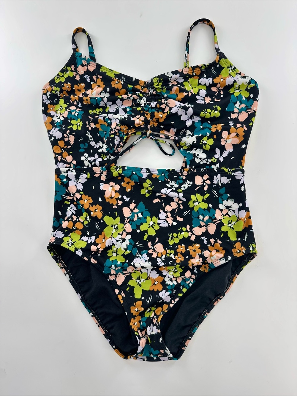 Beach Betty Black Floral One-Piece Swimsuit with Size M